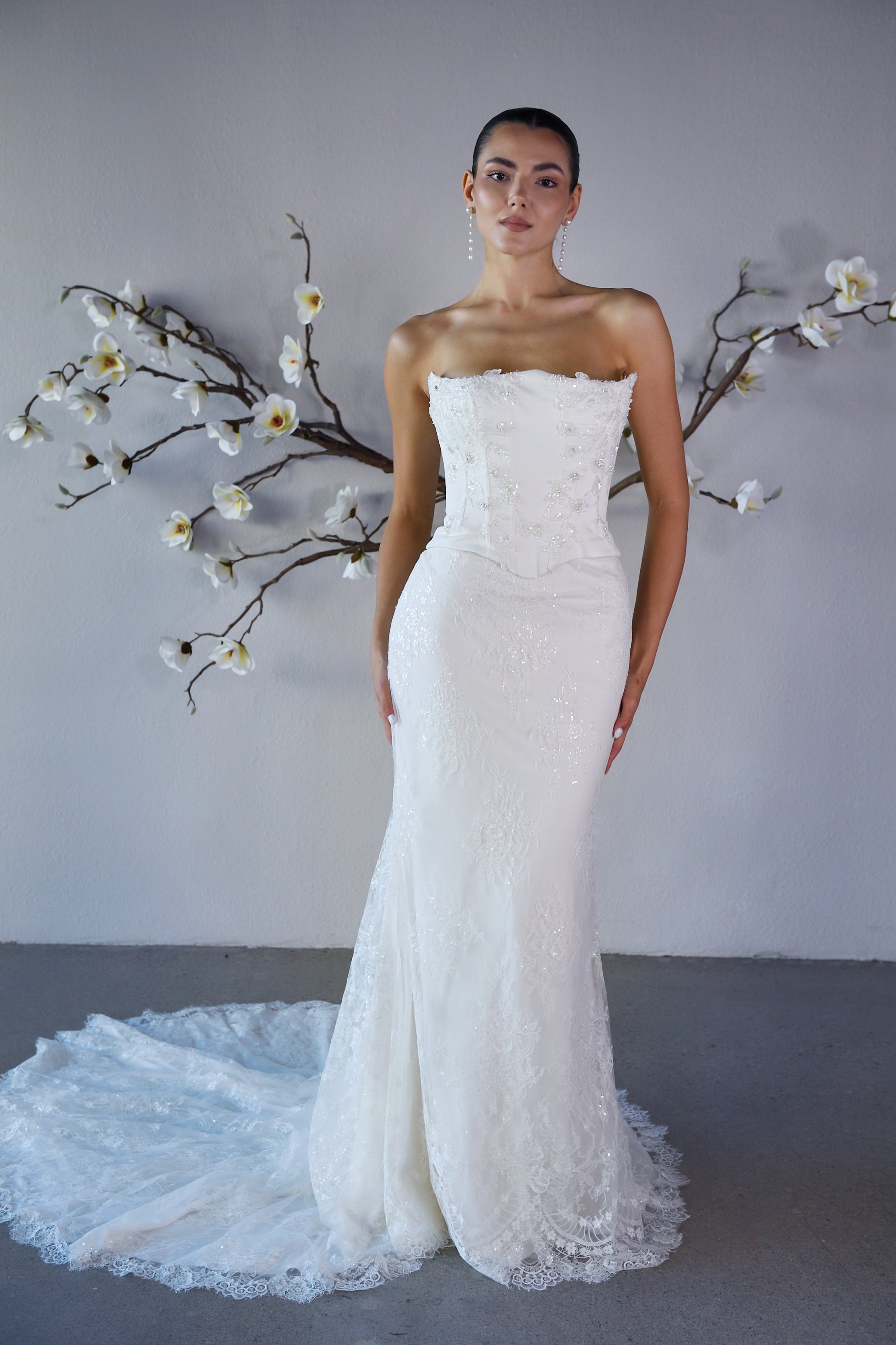 bridesmaid dress chains Mac Duggal - Beige Chain Trim Keyhole Halter Neck A Line Gown main image 1